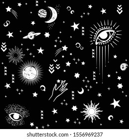 Space Galaxy constellation seamless pattern print could be used for textile, zodiac star yoga mat, phone case