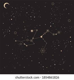 Space Galaxy constellation seamless pattern print could be used for textile, zodiac star yoga mat, phone case