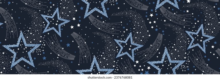 Space Galaxy constellation seamless pattern print could be used for textile, zodiac star yoga mat, phone case