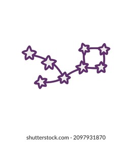 Space galaxy constellation symbol, hand drawn doodle cartoon vector illustration isolated on white background. Funny childish hand drawing style stars constellation.