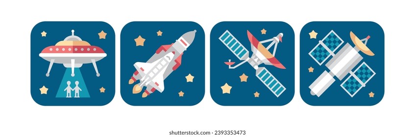 Space and Galaxy Icon as Universe Discovery Vector Set