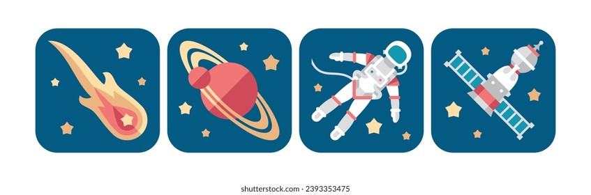 Space and Galaxy Icon as Universe Discovery Vector Set