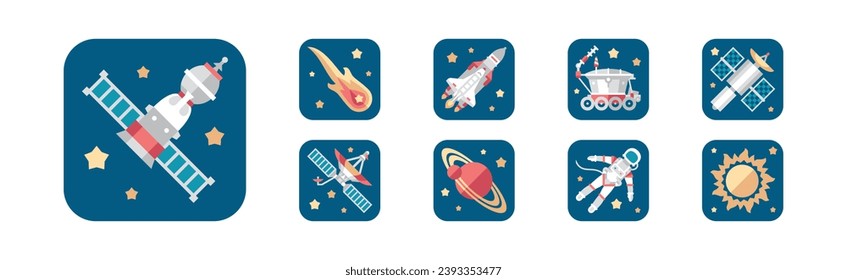 Space and Galaxy Icon as Universe Discovery Vector Set