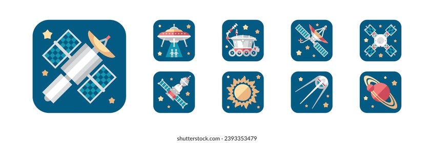 Space and Galaxy Icon as Universe Discovery Vector Set