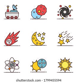 Space and Galaxy Icons in Modern Flat Style Pack 