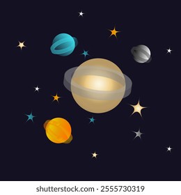 Space. Galaxy. Illustration of the starry sky and planets. Stars.
