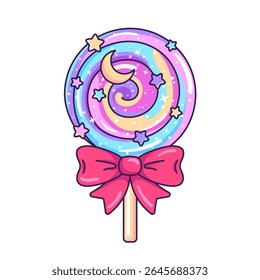Space, galaxy kawaii lollipop, candy. Simple cute, cartoon style illustration 