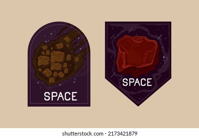 etiquetas de galaxia espacial diseño plano