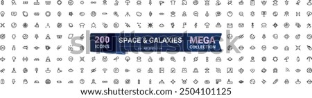 Space and Galaxy line icon set. Mega collection of Space related icon. Outline symbols collection. Editable stroke. Vector illustration.