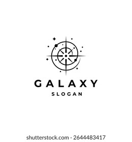 space galaxy logo with abstract bright shining stars combination in flat design style