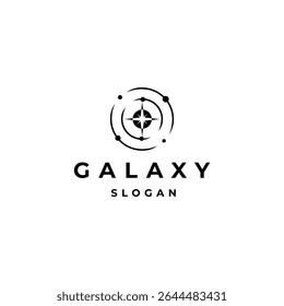 space galaxy logo with shining stars flat vector illustration design style