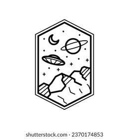 Space and galaxy monoline or line art style design