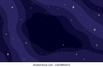 Galaxia espacial. Fondo exterior de la estrella. Un universo de ensueño con planetas y brillantes estrellas. Cielo nocturno. Exploración interestelar. Papel de la luna y el cósmico. Patrón de tubo de vectores plano