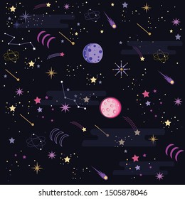 Space Galaxy pattern print could be used for textile, phone case - Vektör