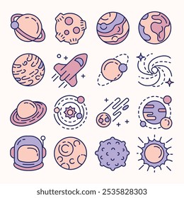 SPACE - GALAXY - PLANETS ICONS SET