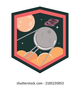 space galaxy retro label icon