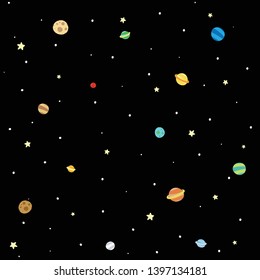 Space Galaxy seamless pattern. Stars and asteroids, set of various planets, phone case.
