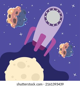 space galaxy spaceship and moon