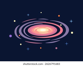 Galáxia espacial. Modelo de galáxia espiral. Ilustração vetorial.