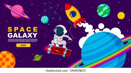  Space. Galaxy , Surf Skate, Universe , Design. Vector Illustration 