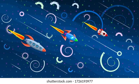 Space Galaxy Universe Background. Vector Spaceship Design