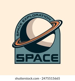 Space Galaxy universe outer space planet Vintage Retro Badge logo