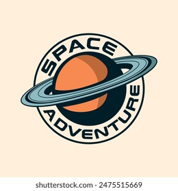 Space Galaxy universe outer space planet Vintage Retro Badge logo