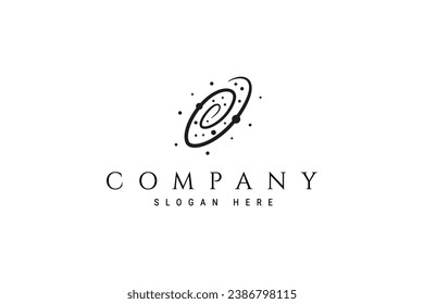 Space galaxy vector design logo with spiral inside
