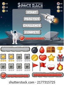 Space game background template and elements illustration