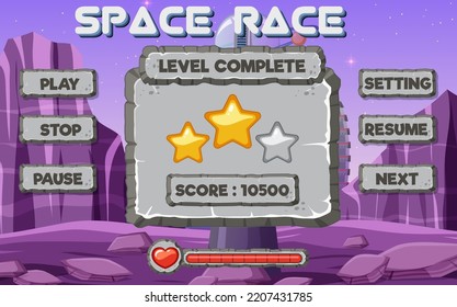 Space game background template and elements illustration