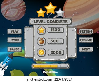 Space game background template and elements illustration
