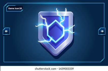 Space game icon. Shield icon for cosmic 2d games.
