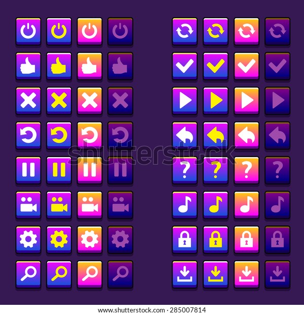 Space Game Icons Buttons Icons Interface Stock Vector (Royalty Free ...