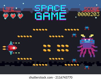 Space game user interface template illustration