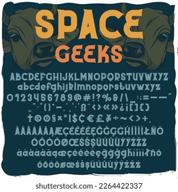 Space geek font with multilingual characters