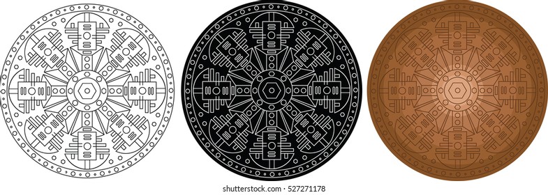 Space geometric pattern in circle for coloring book