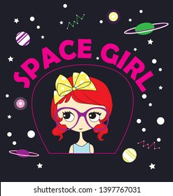 Space girl drawing for kids fashion