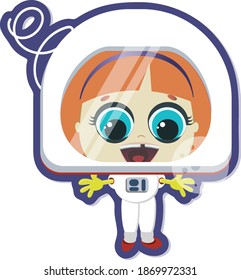 pegatina de chica espacial sin fondo