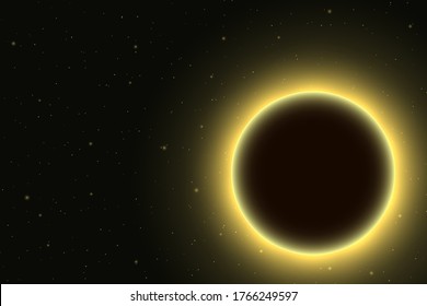 Space glow light background with total solar eclipse