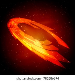 Space glowing stars cosmic background.  Dark red futuristic abstract backdrop. Science concept.  Universe vector illustration. Easy to edit design template for your business projects. 