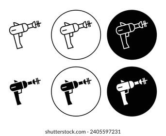 Signo de contorno del icono de la pistola de aire espacial. niños o niños futurista agua plástica o rayo de rayos de rayos de fantasía símbolo de juguete de pistola en arte de fondo aislado