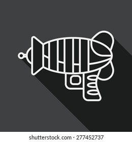 Space gun flat icon with long shadow, line icon