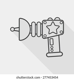 Space gun flat icon with long shadow, line icon