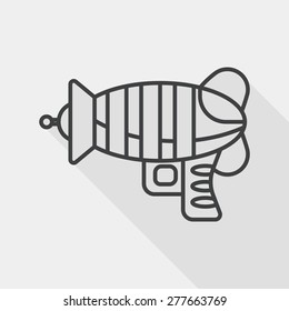 Space gun flat icon with long shadow, line icon