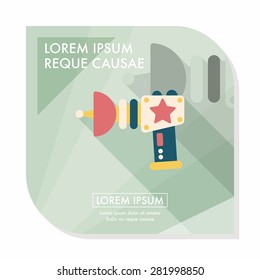 Space gun flat icon with long shadow,eps10
