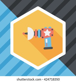 Space gun flat icon with long shadow,eps10