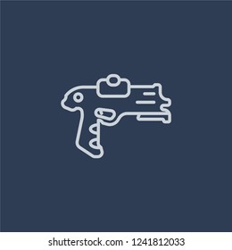 Space gun icon. Space gun linear design concept from Astronomy collection. Simple element vector illustration on dark blue background.