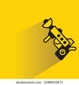 space gun icon with shadow on yellow background