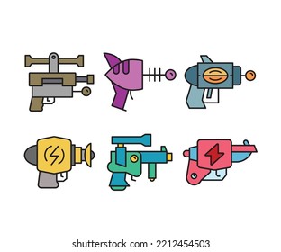 space gun icons set vector illustration