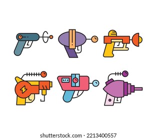 space gun icons set vector illustration